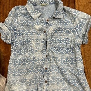 Forever 21 denim geometric button up